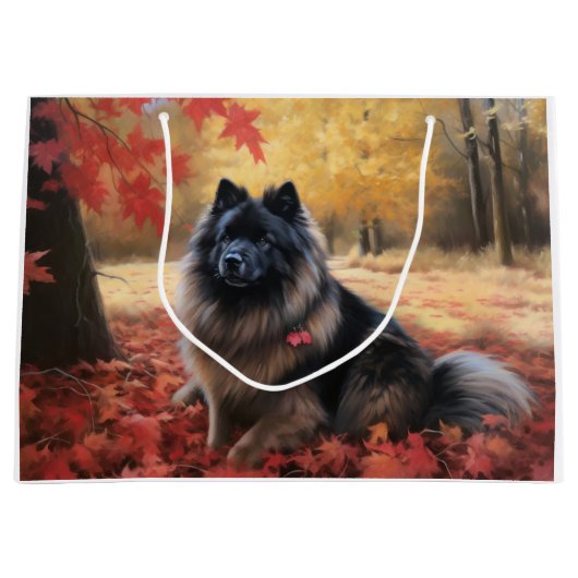 Keeshond in Herfst laat Herfst inspireren Groot Cadeauzakje (Voorkant)