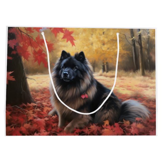 Keeshond in Herfst laat Herfst inspireren Groot Cadeauzakje (Achterkant)