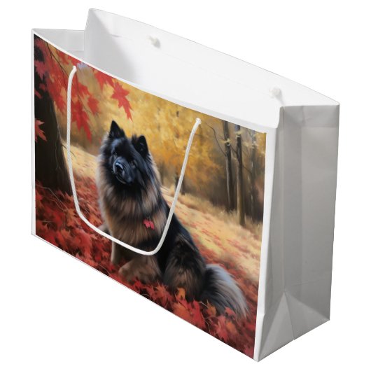 Keeshond in Herfst laat Herfst inspireren Groot Cadeauzakje (Voorkant Gekanteld)
