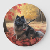 Keeshond in Herfst laat Herfst inspireren Grote Klok (Voorkant)