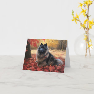 Keeshond in Herfst laat Herfst inspireren Kaart