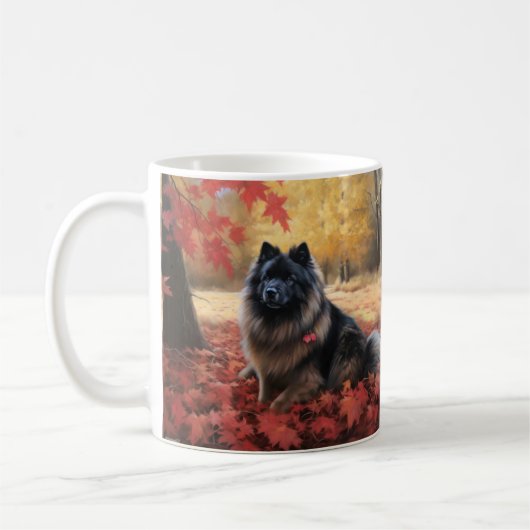 Keeshond in Herfst laat Herfst inspireren Koffiemok (Links)