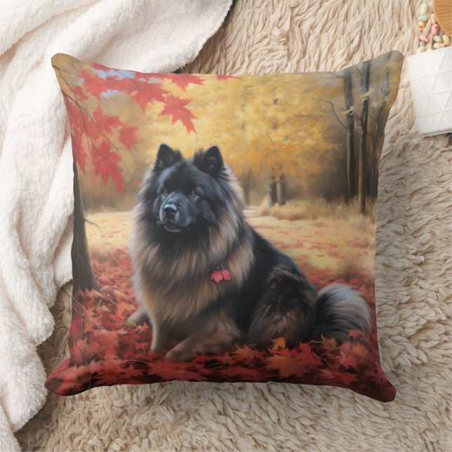 Keeshond in Herfst laat Herfst inspireren Kussen (Deken)