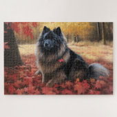 Keeshond in Herfst laat Herfst inspireren Legpuzzel (Horizontaal)