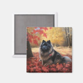 Keeshond in Herfst laat Herfst inspireren Magneet (Voorkant / Achterkant)