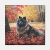 Keeshond in Herfst laat Herfst inspireren Magneet (Voorkant)