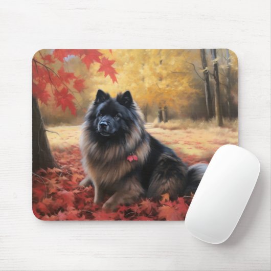 Keeshond in Herfst laat Herfst inspireren Muismat (Met muis)