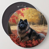 Keeshond in Herfst laat Herfst inspireren Ronde Button 6,0 Cm (Voorkant /achterkant)