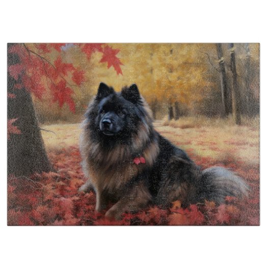 Keeshond in Herfst laat Herfst inspireren Snijplank (Voorkant)