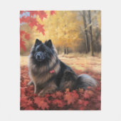 Keeshond in herfstbladeren val inspireert fleece deken (Voorkant)