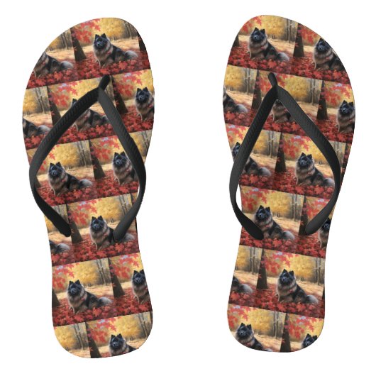 Keeshond in herfstbladeren val inspireert teenslippers (Voetbed)