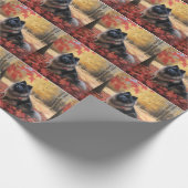 Keeshond in herfstbladeren valt inspireren  cadeaupapier (Hoek)