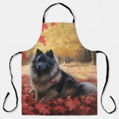 Keeshond in herfstbladeren valt inspireren  schort (Voorkant)