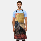 Keeshond in herfstbladeren valt inspireren  schort (Gedragen)