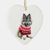 Keeshond in Kersttrui Keramisch Ornament (Rechts)