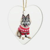 Keeshond in Kersttrui Keramisch Ornament (Links)