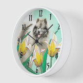 Keeshond in Tulips Painting Original Dog Art (Hoek)