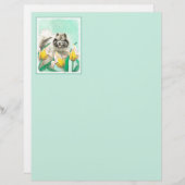 Keeshond in Tulips Painting Original Dog Art (Voorkant / Achterkant)