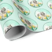 Keeshond in Tulips Painting Original Dog Art Cadeaupapier (Rol Hoek)