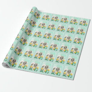 Keeshond in Tulips Painting Original Dog Art Cadeaupapier