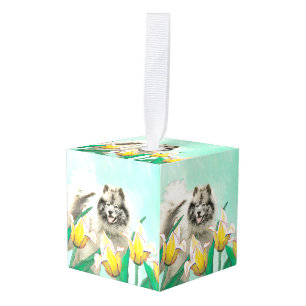 Keeshond in Tulips Painting Original Dog Art Decoratie
