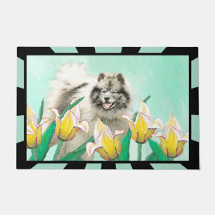 Keeshond in Tulips Painting Original Dog Art Deurmat