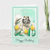 Keeshond in Tulips Painting Original Dog Art Kaart (Voorkant)