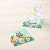 Keeshond in Tulips Painting Original Dog Art Kartonnen Onderzetters (Insitu)