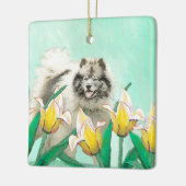 Keeshond in Tulips Painting Original Dog Art Keramisch Ornament (Links)