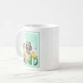 Keeshond in Tulips Painting Original Dog Art Koffiemok (Voorkant links)