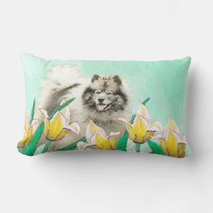 Keeshond in Tulips Painting Original Dog Art Kussen