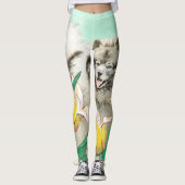 Keeshond in Tulips Painting Original Dog Art Leggings (Voorkant)