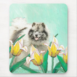 Keeshond in Tulips Painting Original Dog Art Muismat