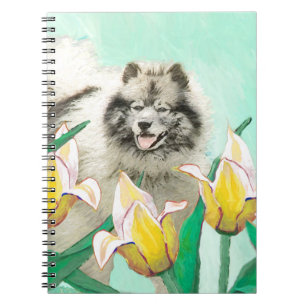 Keeshond in Tulips Painting Original Dog Art Notitieboek
