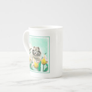 Keeshond in Tulips Painting Original Dog Art Porselein Kop