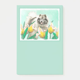 Keeshond in Tulips Painting Original Dog Art Post-it® Notes