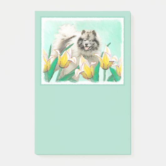 Keeshond in Tulips Painting Original Dog Art Post-it® Notes (Voorkant)