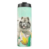 Keeshond in Tulips Painting Original Dog Art Thermosbeker (Voorkant)