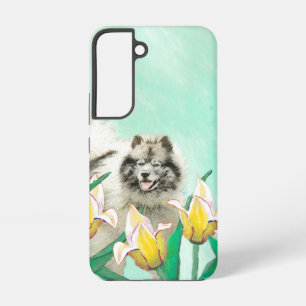 Keeshond in tulpen schildert leuke originele honde samsung galaxy hoesje