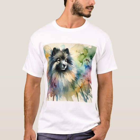 Keeshond in Watercolor 150624AREF123 - Watercolor T-shirt (Voorkant)
