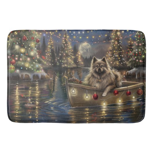 Keeshond Kerst Feestelijke Reis Badmat (Voorkant)