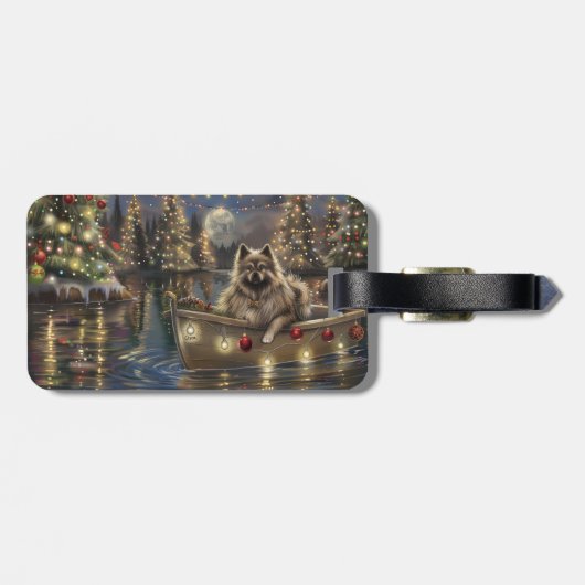 Keeshond Kerst Feestelijke Reis Bagagelabel (Achterkant horizontaal)