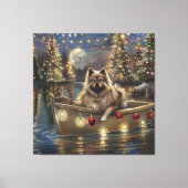 Keeshond Kerst Feestelijke Reis Canvas Afdruk (Voorkant)