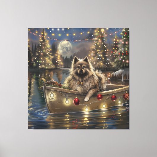Keeshond Kerst Feestelijke Reis Canvas Afdruk (Voorkant)