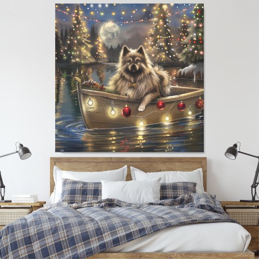 Keeshond Kerst Feestelijke Reis Canvas Afdruk (Insitu (Slaapkamer))