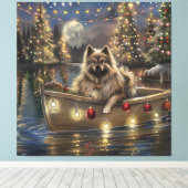 Keeshond Kerst Feestelijke Reis Canvas Afdruk (Insitu (Houten vloer))