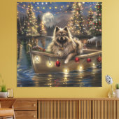 Keeshond Kerst Feestelijke Reis Canvas Afdruk (Insitu (Woonkamer))