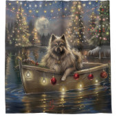Keeshond Kerst Feestelijke Reis Douchegordijn (Voorkant)