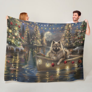 Keeshond Kerst Feestelijke Reis Fleece Deken