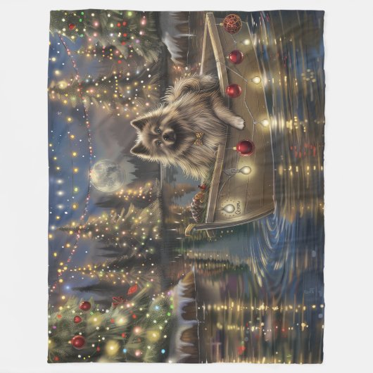 Keeshond Kerst Feestelijke Reis Fleece Deken (Voorkant)